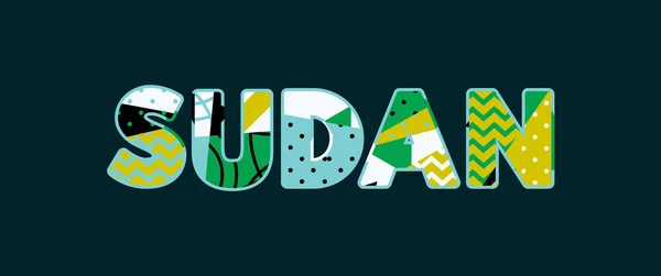Palavra Sudan Conceito Escrito Tipografia Abstrata Colorida Vetor Eps Disponível —  Vetores de Stock