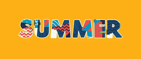 Palavra Summer Conceito Escrito Tipografia Abstrata Colorida Vetor Eps Disponível — Vetor de Stock