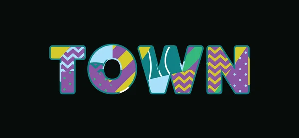Mot Town Concept Écrit Typographie Abstraite Colorée Vecteur Eps Disponible — Image vectorielle