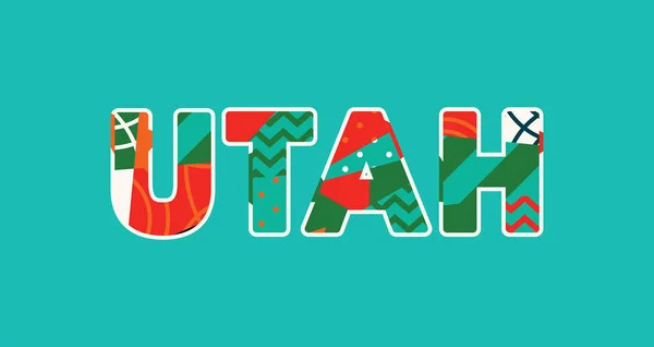 Palabra Concepto Utah Escrito Tipografía Abstracta Colores Vector Eps Disponible — Archivo Imágenes Vectoriales