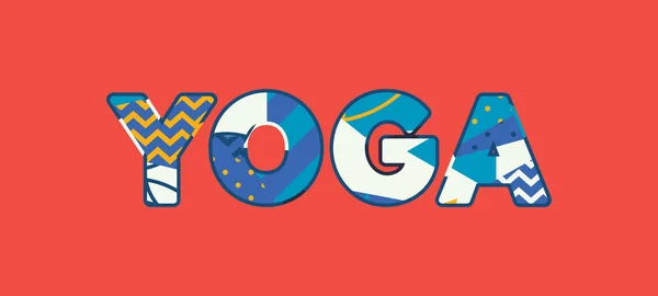 Mot Concept Yoga Écrit Typographie Abstraite Colorée Vecteur Eps Disponible — Image vectorielle