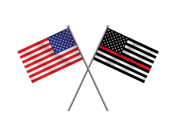 Eine Feuerwehrunterstützung Und Eine Illustration Der Amerikanischen Flagge Vektor Eps — Stockvektor
