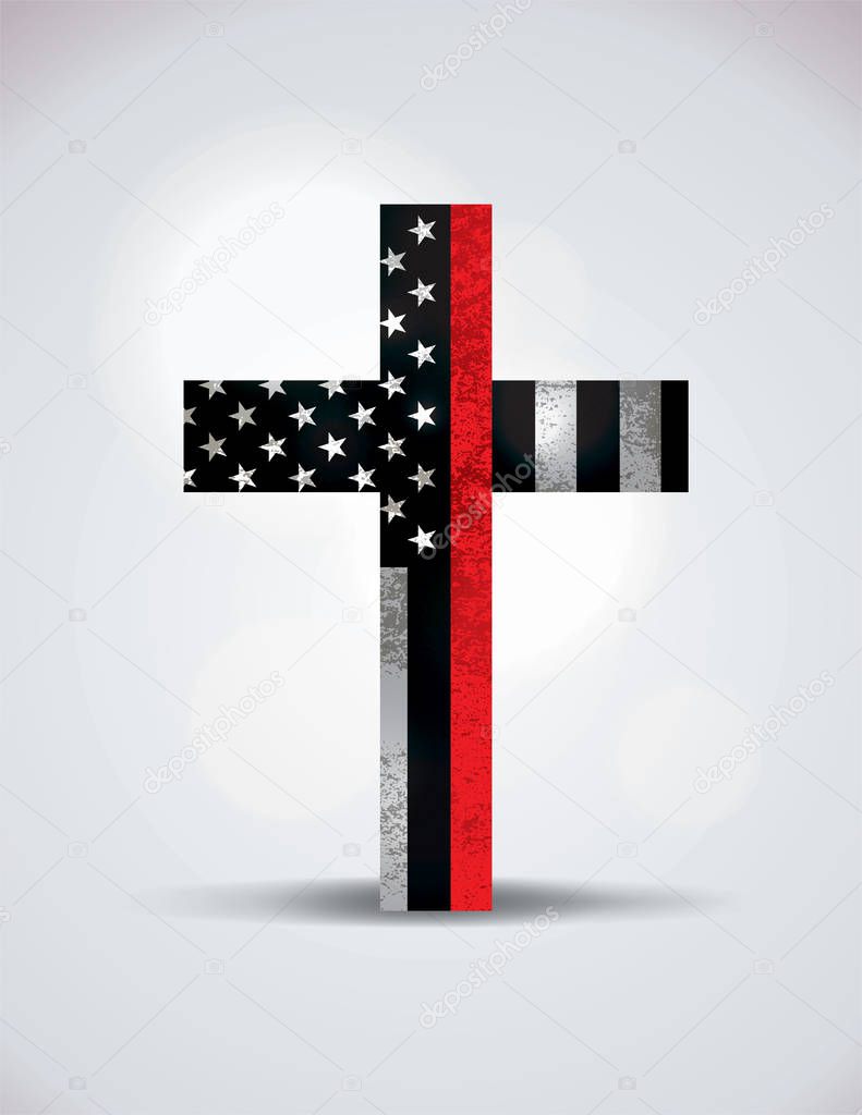 A Christian cross showing support for firefighters. Vector EPS 10 available.
