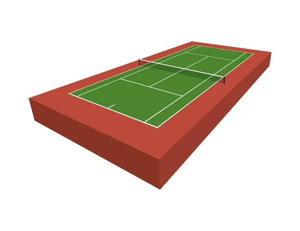 一个在白色背景插图上被隔离的3D 网球场 Eps — 图库矢量图片