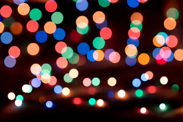 Luzes Natal Coloridas Desfocado Fundo Bokeh — Fotografia de Stock