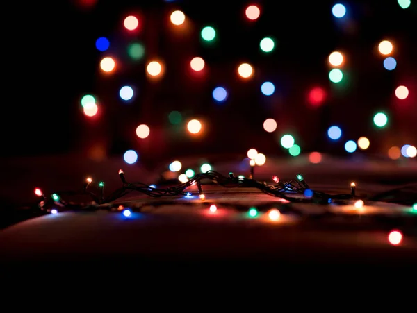 Luzes Natal Coloridas Fundo Borrado — Fotografia de Stock