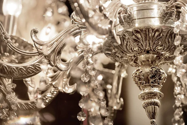 Close view of details of luxury vintage chandelier