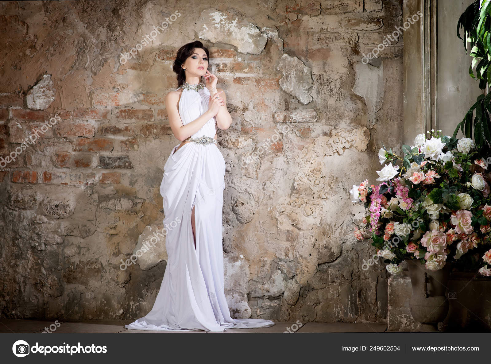 Vestido griego online blanco