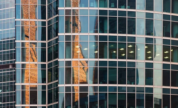 Skyscrapers reflection buildings. Abstract technology background