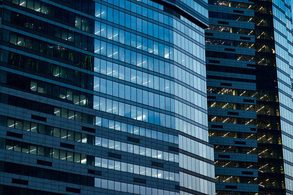 Skyscrapers reflection buildings. Abstract technology background