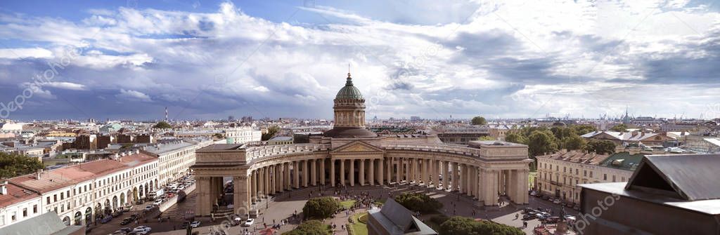 Panoramic view of Kazansky cathedral Saint Petersburg, Russia 