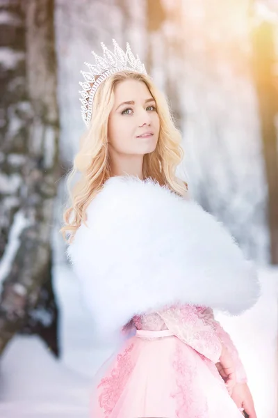 Queen, princess with crown. Snow fairy tale