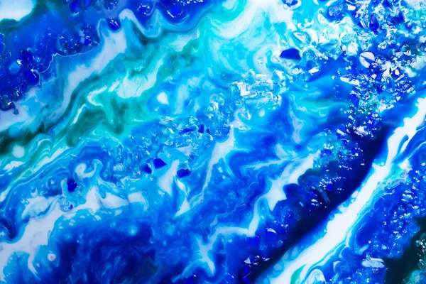 Ozean Harz Kunstfarbe Künstlerische Blaue Kunstwerk Hintergrund — Stockfoto