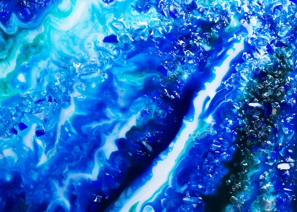 Oceaan Kunsthars Verf Artistiek Blauw Kunstwerk Achtergrond — Stockfoto