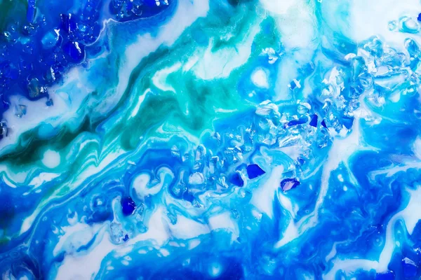 Ocean Resin Art Paint Artistic Blue Artwork Background — Stock Photo, Image