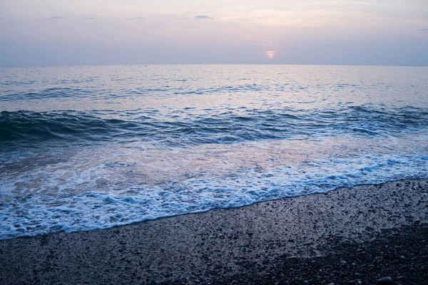 Hav Kyst Med Sten Bølger Seascape Twilight - Stock-foto