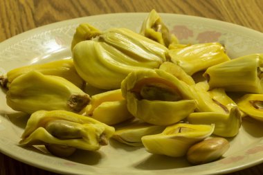 Jackfruit (Artocarpus heterophyllus), tohum ve etin görülebildiği bir meyve işlemesidir. Bangladeş ve Sri Lanka 'nın ulusal meyvesidir ve ağacın en büyük meyvesidir..