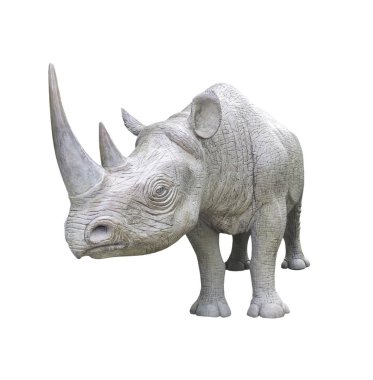 Beyaz kırpma yoluyla izole beyaz gergedan heykeli