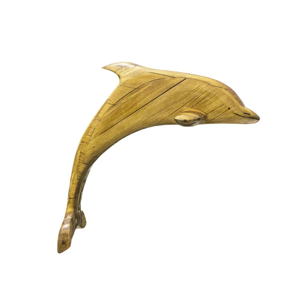 Wooden Dolphin Isolated White Clipping Path — Stock Photo, Image