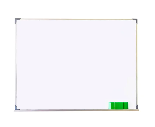 Leeg Whiteboard Gum Geïsoleerd Wit Met Knippad — Stockfoto