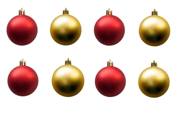 Lots Red Gold Christmas Ball Isolate — Stock Photo, Image