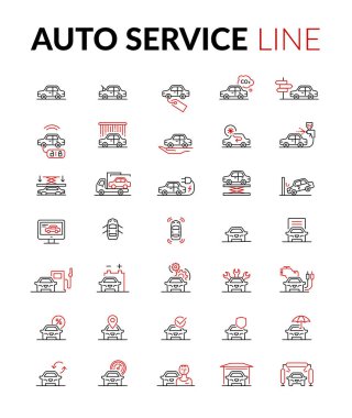 Otomatik servis satırı simgesi siyah ve kırmızı