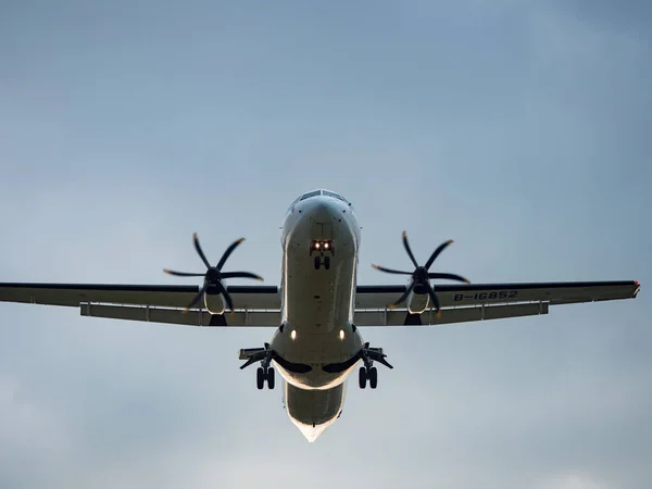 Airplane Landing in Taipei, Taiwan.