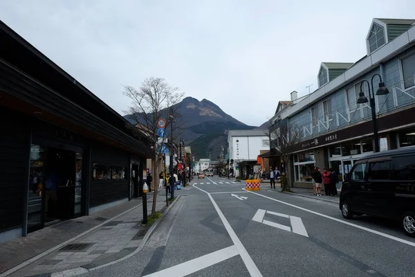 Fachada Las Calles Yufuin Oita Japón Una Ciudad Turística Destino — Foto de Stock