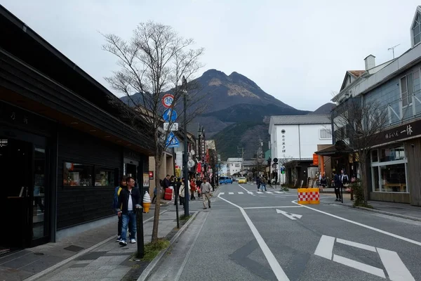 Fachada Las Calles Yufuin Oita Japón Una Ciudad Turística Destino — Foto de Stock