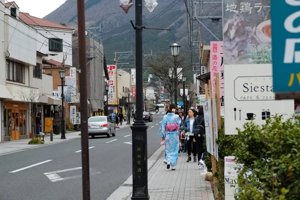 Fachada Las Calles Yufuin Oita Japón Una Ciudad Turística Destino — Foto de Stock