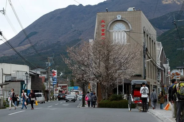 Fachada Las Calles Yufuin Oita Japón Una Ciudad Turística Destino — Foto de Stock