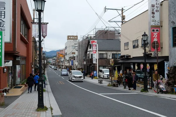 Fachada Las Calles Yufuin Oita Japón Una Ciudad Turística Destino — Foto de Stock