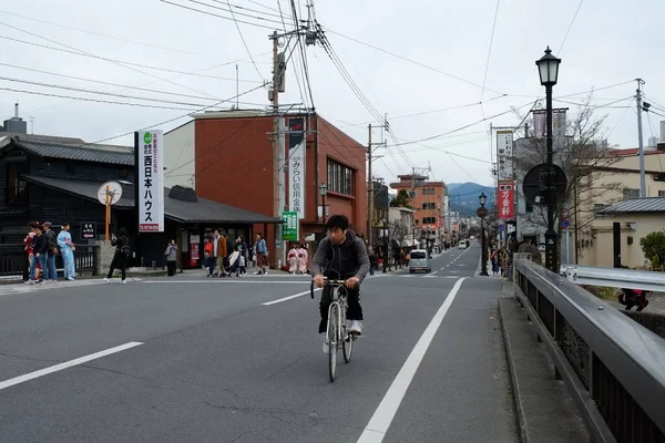 Yufuin Streets Facade Oita Japan Tourist Town Popular Destination Coach — Stock Photo, Image