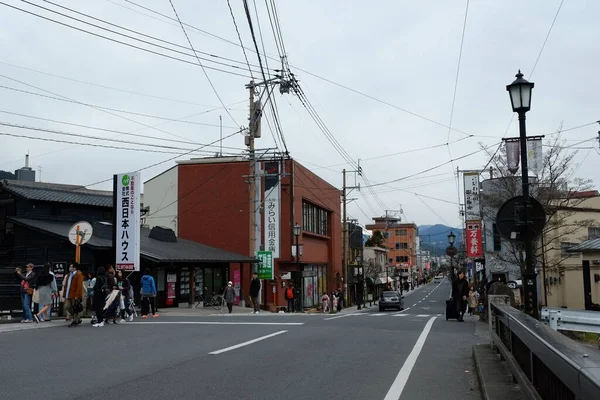 Yufuin Straten Gevel Oita Japan Het Een Toeristische Stad Een — Stockfoto