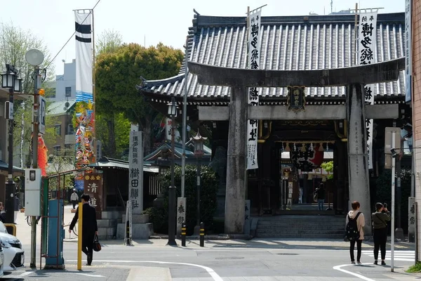 Kushida Jinja Kushida Helgedomen Fasad Fukuoka Japan — Stockfoto