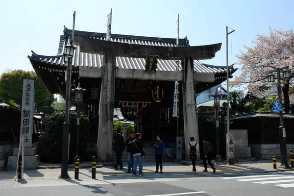 Facciata Kushida Jinja Santuario Kushida Fukuoka Giappone — Foto Stock