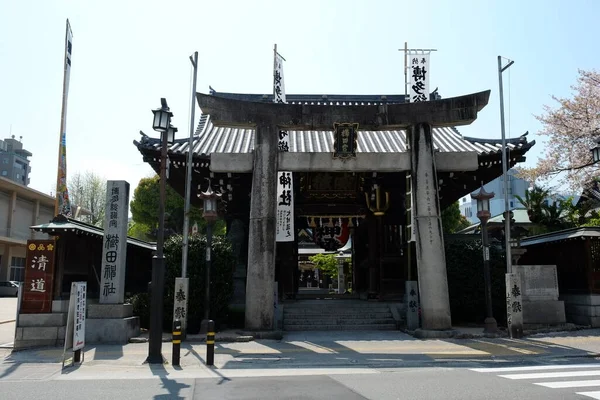 Facciata Kushida Jinja Santuario Kushida Fukuoka Giappone — Foto Stock