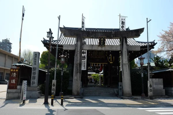 Facciata Kushida Jinja Santuario Kushida Fukuoka Giappone — Foto Stock