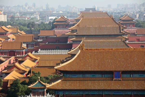 Ozdobné Střechy Palácových Muzeí Zakázaném Městě Pekingu Číně Asii — Stock fotografie