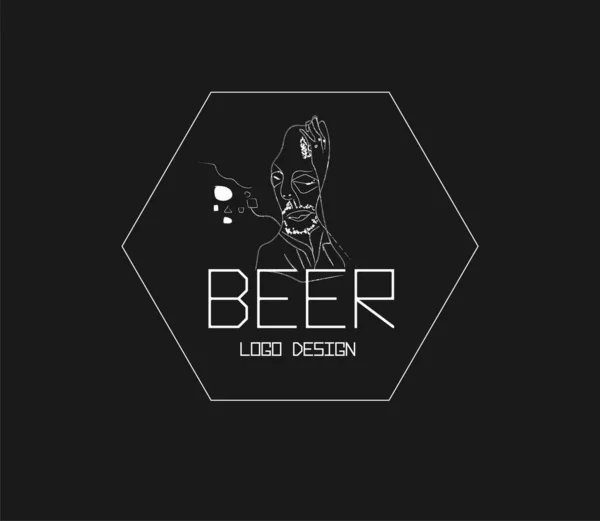   Bar, bar ya da bira fabrikası için modern el yapımı bira içeceği logosu. Koyu arka planda izole edilmiş. Kaliteli logotype tişört izi illüstrasyonu. Bira festivali moda tişörtü amblemi tasarımı.