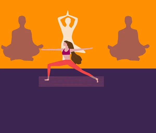 Yoga Workout Mädchen Set Frauen Machen Yoga Übungen Kann Für — Stockvektor