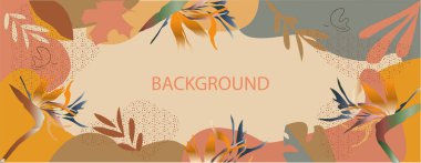   Metin için kopyalama alanı olan soyut vektör arkaplanı. Web siteleri için yatay şablon, etkinlik davetiyeleri, tebrik kartları, reklam afişleri. Düz biçimli AUTUMN tasarımları.