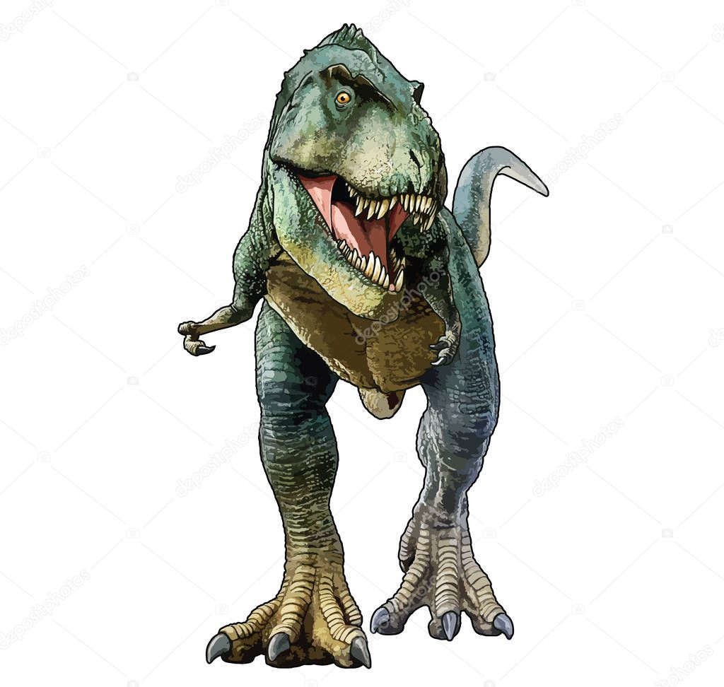Cartoon Vector illustration of a T-Rex walking