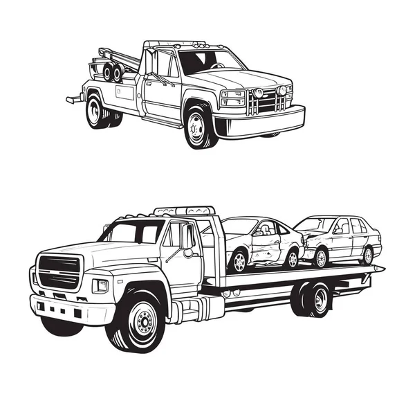 Векторні Лінії Ілюстрації Буксирних Вантажівок — стокове фото