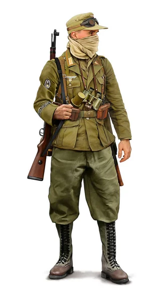 Illustration Soldat Seconde Guerre Mondiale Avec Fusil — Photo