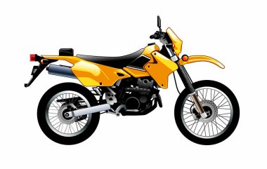 yan görünümü sarı bir Enduro motosiklet vektör çizim