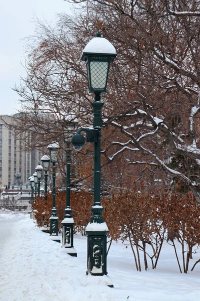 street lights in the Alexander garden in Moscow