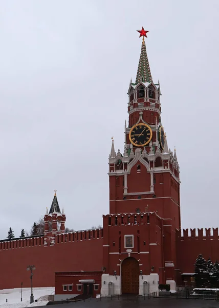 Kremlin Moscú Torre Spasskaya Cerca Diciembre 2018 — Foto de Stock