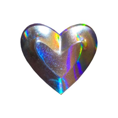 3D render metalik kalp. izole