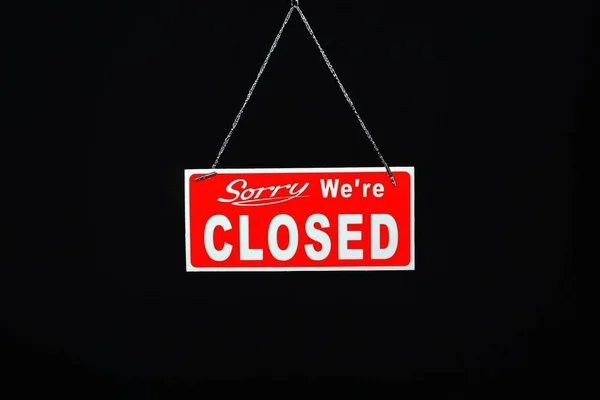 Black Closed Red Label — Stock Photo, Image